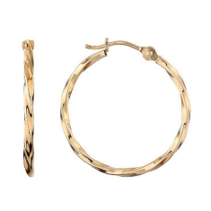 Yellow Gold Twist Hoop Earrings 1