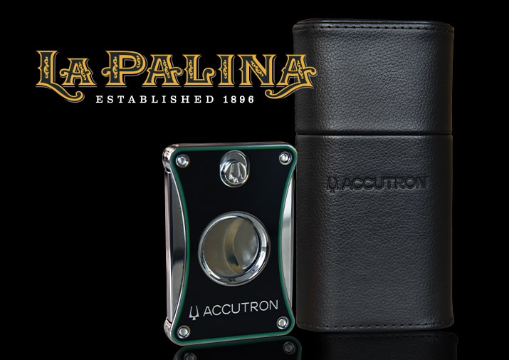Accutron + La Palina Cigar Accessory Collection Accutron and La Palina cigar accessory collection featuring cigar cutter and leather case