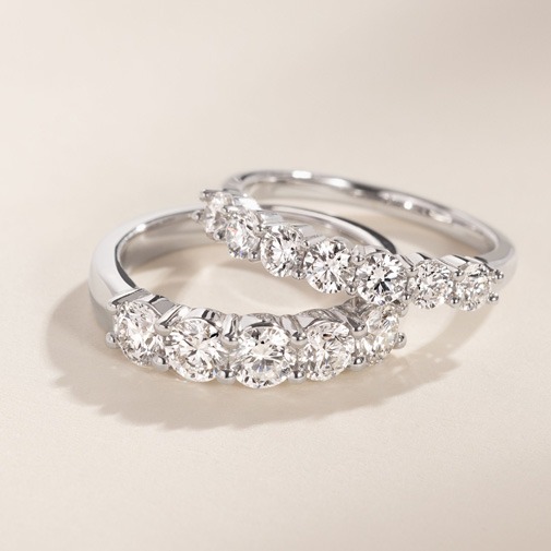 Diamond Band Engagement Ring Style Diamond band engagement ring with diamonds set across the shank