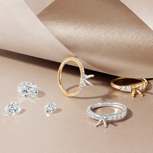 Semi Mount Engagement Ring Setting for Custom Center Diamond Semi mount engagement ring setting with accent diamonds designed to hold a center stone
