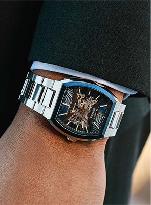 Shop Bulova Automatic Watches Bulova automatic square dial watch on stainless steel bracelet
