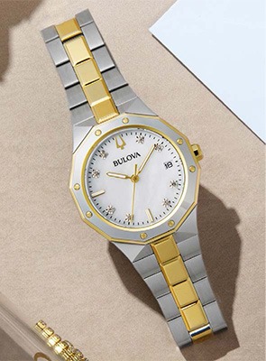 Shop Bulova Diamond Watches Bulova diamond accent two-tone bracelet watch