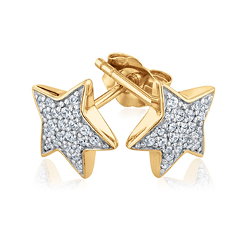 The Little Prince 1/10ctw Diamond Star Yellow Gold Earrings