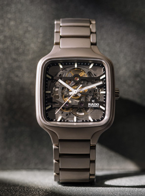 Shop Rado True Square Collection Rado True Square rectangular watch with black dial