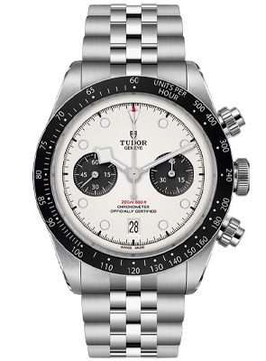 Shop Men's TUDOR Watches TUDOR Black Bay Chronograph panda dial watch with stainless steel bracelet