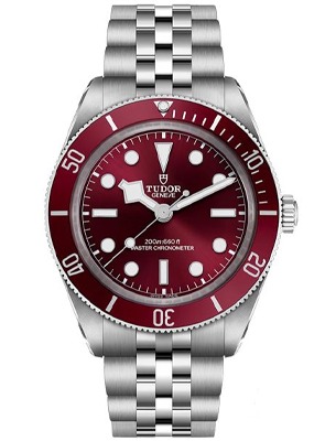 Shop TUDOR New Arrivals TUDOR Black Bay 58 burgundy dial watch with stainless Steel bracelet