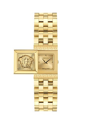 Shop Versace Reveal Collection Versace Reveal gold-tone bracelet watch with signature motif