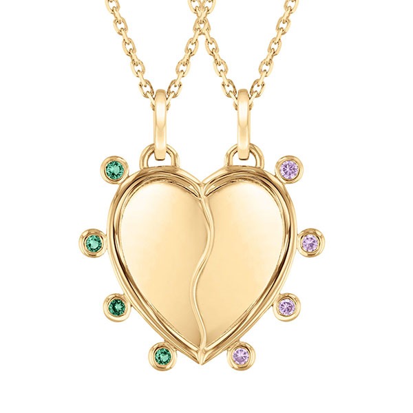 Wicked by REEDS | Wicked Emerald & Pink Sapphire Gold Vermeil Heart Pendant Necklace | REEDS Jewelers