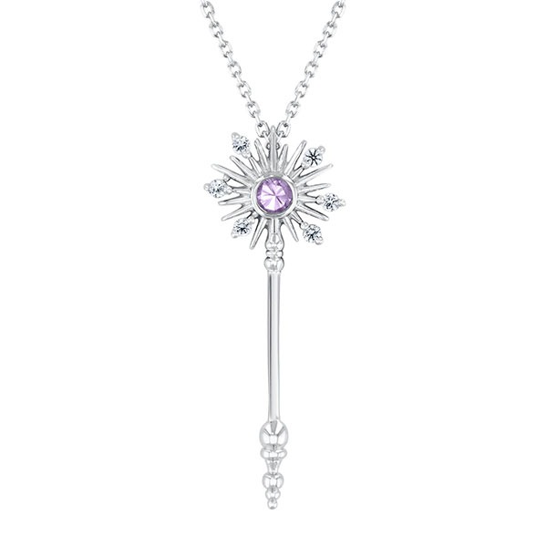 Wicked by REEDS Jewelers | Wicked Glinda Pink & White Sapphire Sterling Silver Wand Pendant Necklace | REEDS Jewelers