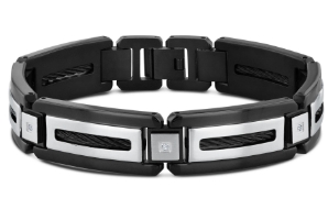 Diamond & Black Cable Inlay Bracelet