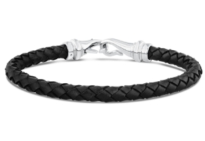 Woven Black Leather Bracelet